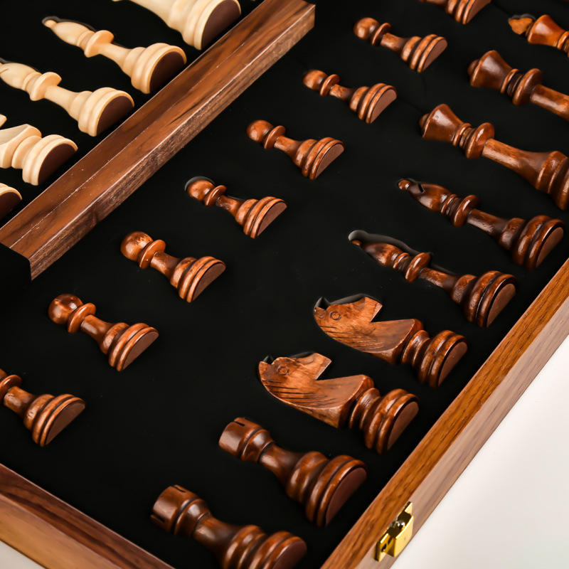 WANHUA flying unique handmanmdecorative folding magnetic wooden chess set custom luxury international wooden chess pieces