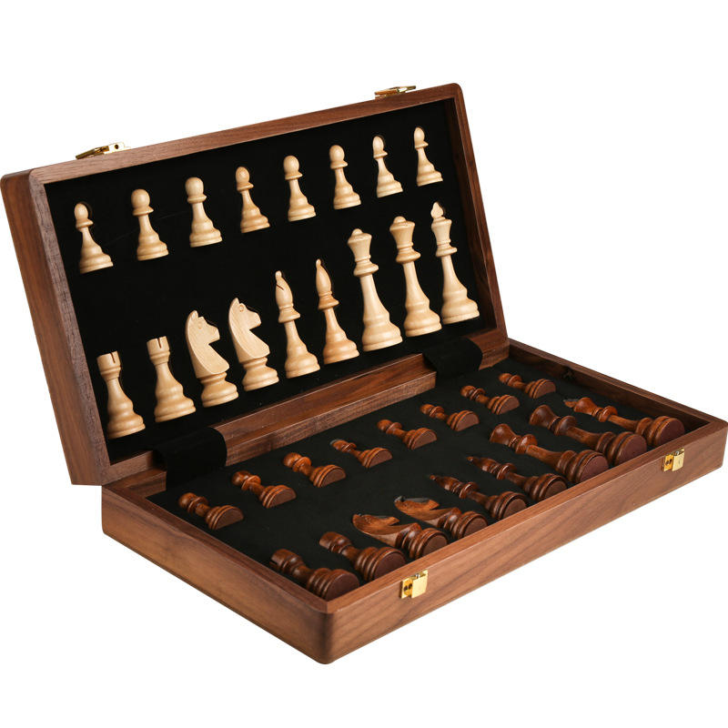 WANHUA flying unique handmanmdecorative folding magnetic wooden chess set custom luxury international wooden chess pieces