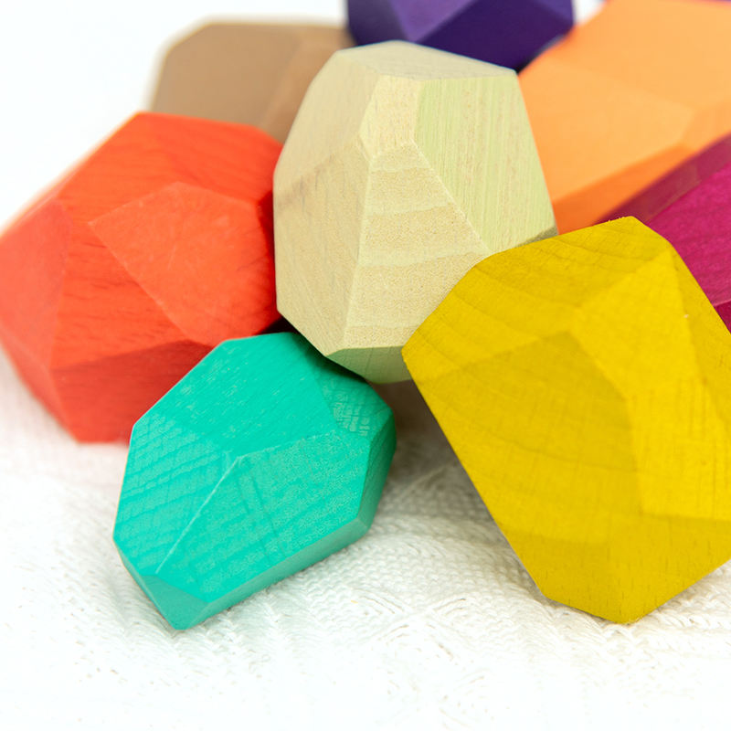 Wanhua Xy Multicolor Wooden Stacking Stones Toys Toddler Balancing Blocks Wood Rocks Stones Preschool Montessori Toys
