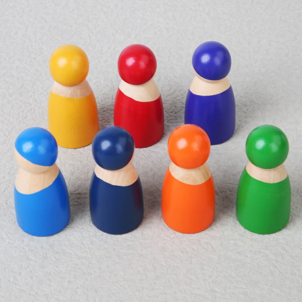 Wanhua Montessori Friends Peg Dolls Wood Pretend Figures Baby Toys