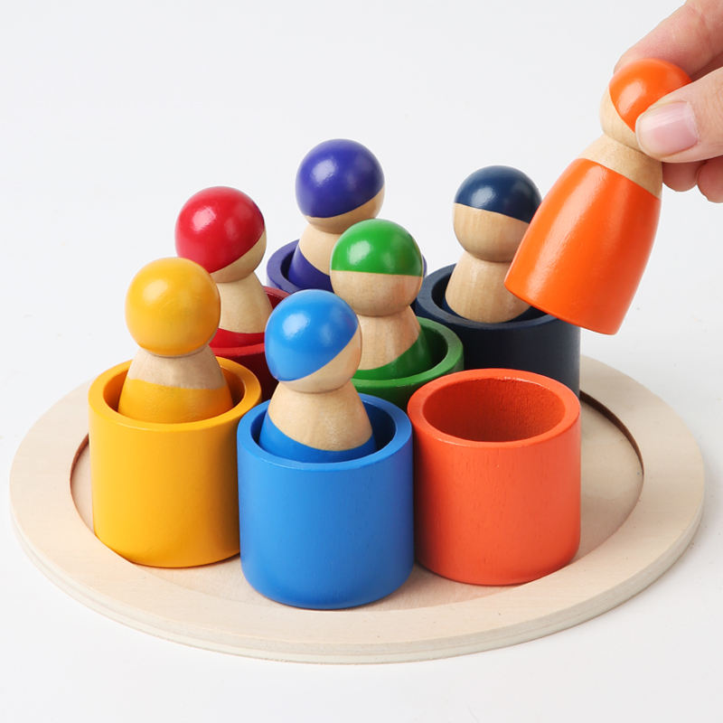Wanhua Montessori Friends Peg Dolls Wood Pretend Figures Baby Toys