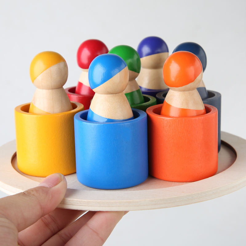 Wanhua Montessori Friends Peg Dolls Wood Pretend Figures Baby Toys