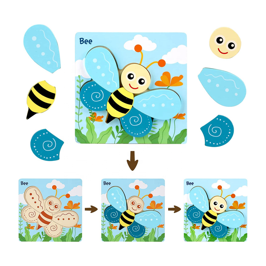 Wooden Montessori Puzzles For Toddlers 6 Pack Jigsaw Puzzles Toys Box Packing Best Gift For Kids 1-3 Yeas Old
