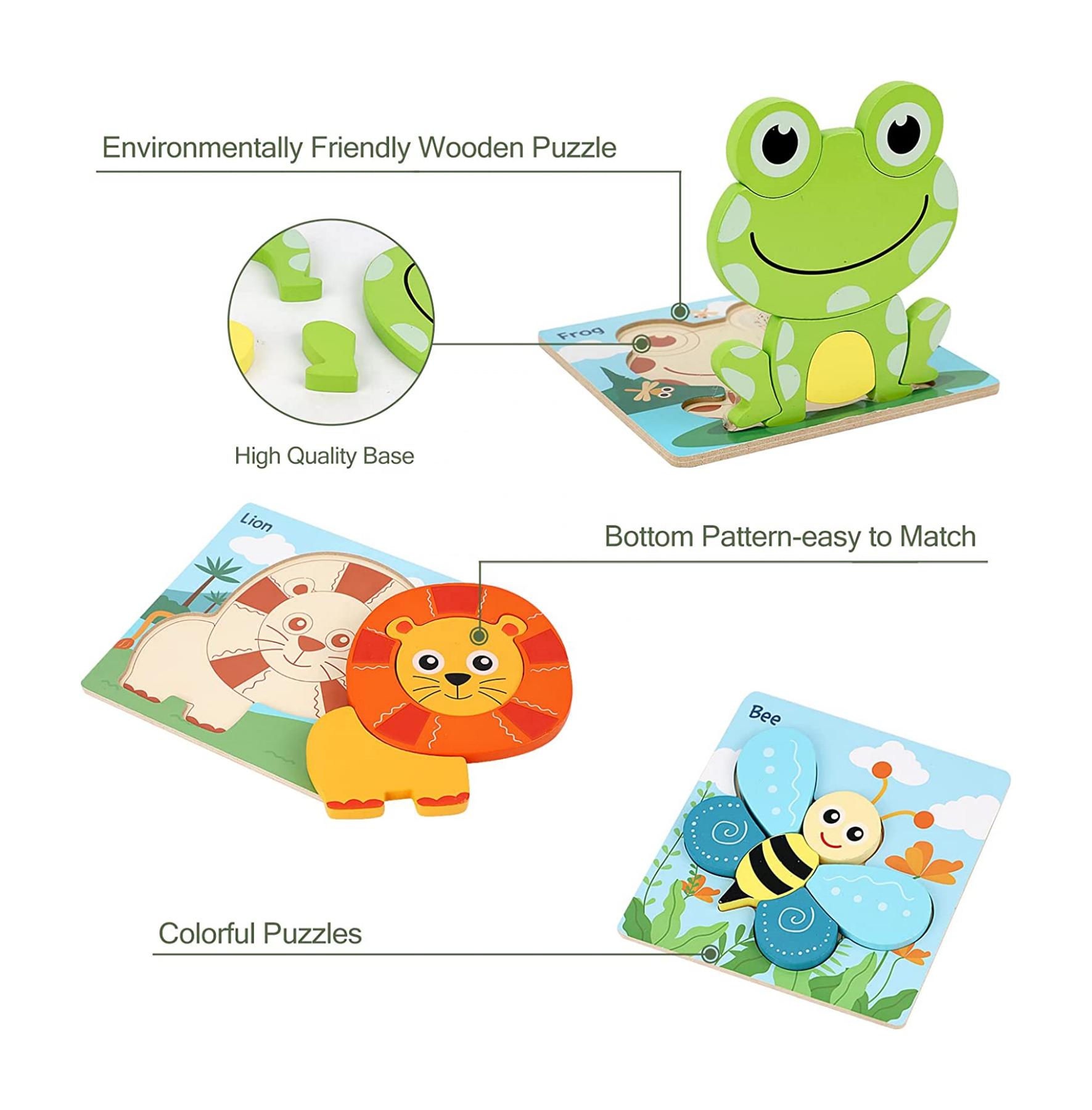 Wooden Montessori Puzzles For Toddlers 6 Pack Jigsaw Puzzles Toys Box Packing Best Gift For Kids 1-3 Yeas Old