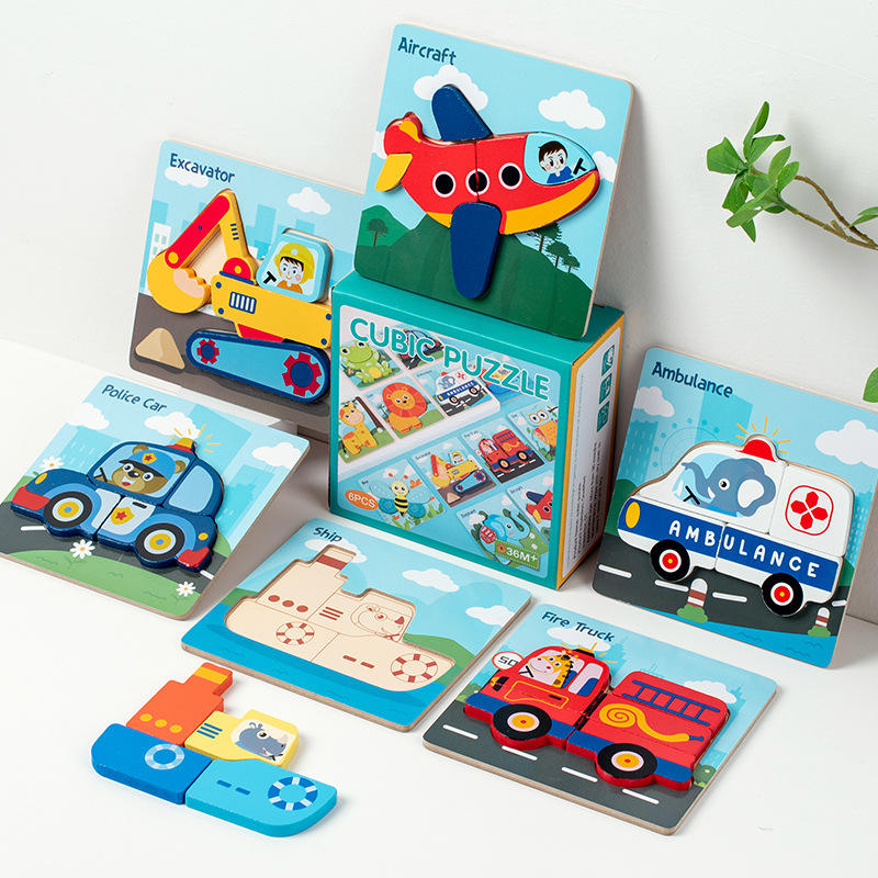 Wooden Montessori Puzzles For Toddlers 6 Pack Jigsaw Puzzles Toys Box Packing Best Gift For Kids 1-3 Yeas Old