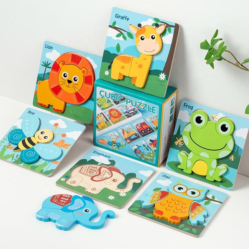 Wooden Montessori Puzzles For Toddlers 6 Pack Jigsaw Puzzles Toys Box Packing Best Gift For Kids 1-3 Yeas Old
