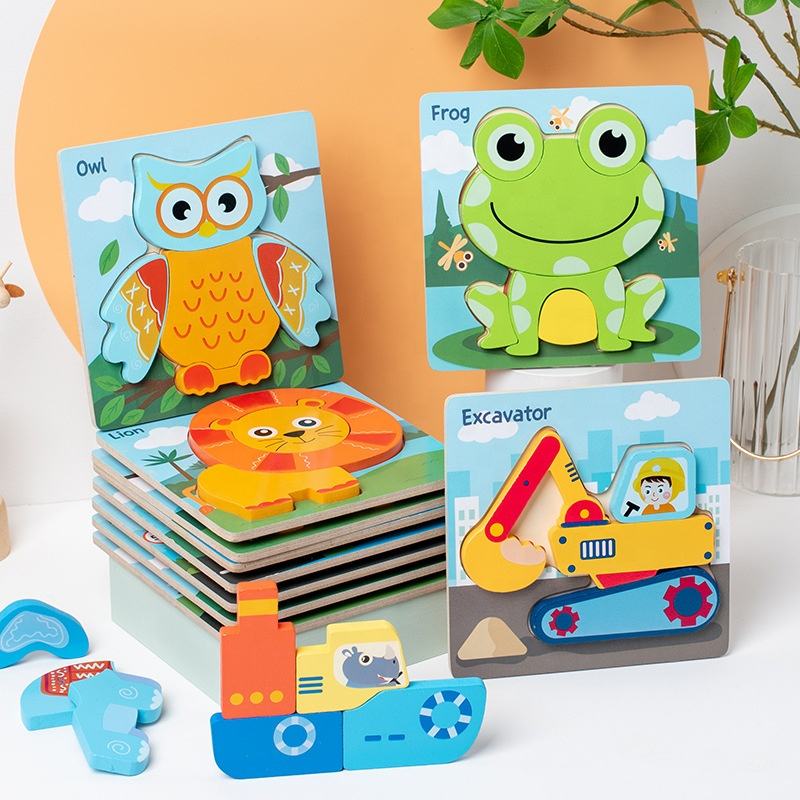 Wooden Montessori Puzzles For Toddlers 6 Pack Jigsaw Puzzles Toys Box Packing Best Gift For Kids 1-3 Yeas Old