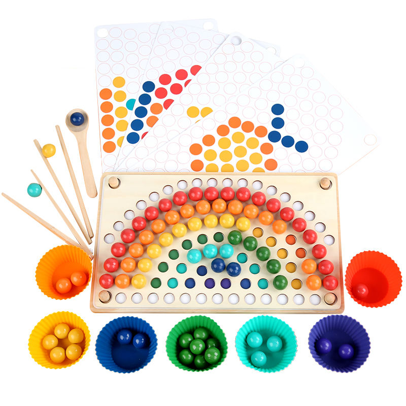 Wanhua Montessori Fine Motor Beads Color Matching Toy Math Games Matching Game Color Sorting Toys Bead Counting Montessori Toys