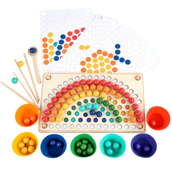 Wanhua Montessori Fine Motor Beads Color Matching Toy Math Games Matching Game Color Sorting Toys Bead Counting Montessori Toys