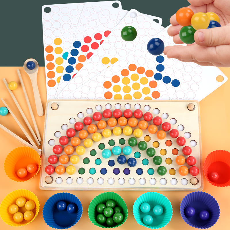 Wanhua Montessori Fine Motor Beads Color Matching Toy Math Games Matching Game Color Sorting Toys Bead Counting Montessori Toys