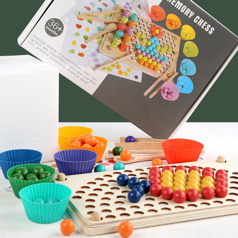 Wanhua Montessori Fine Motor Beads Color Matching Toy Math Games Matching Game Color Sorting Toys Bead Counting Montessori Toys