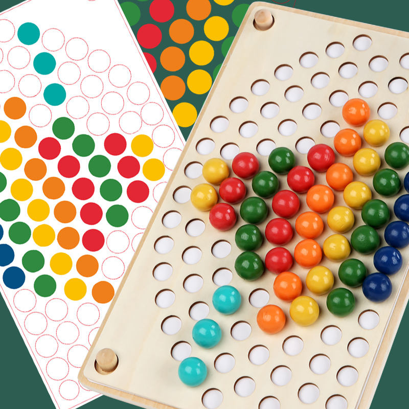 Wanhua Montessori Fine Motor Beads Color Matching Toy Math Games Matching Game Color Sorting Toys Bead Counting Montessori Toys