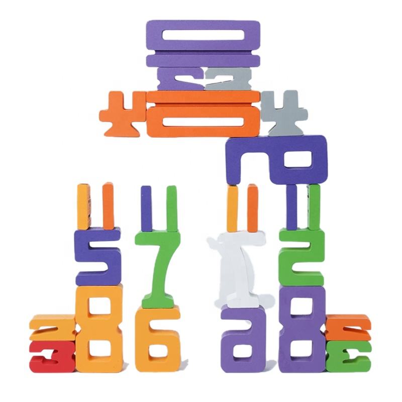 Wanhua Kids Math Learning Digital Toys Baby Educational Natural Wood Number Puzzle Wooden Number Building Blocks