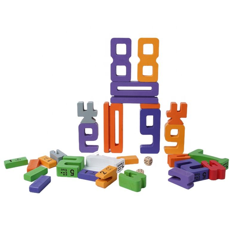 Wanhua Kids Math Learning Digital Toys Baby Educational Natural Wood Number Puzzle Wooden Number Building Blocks