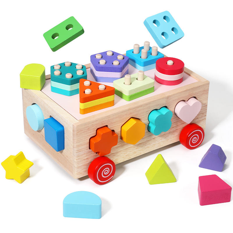 Children's Educational Toy Block Car Wooden Shape Assortment Toys Boy And Girl Stacking Educational Learning Color Puzzle Toy