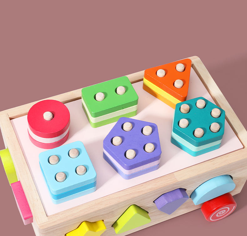 Children's Educational Toy Block Car Wooden Shape Assortment Toys Boy And Girl Stacking Educational Learning Color Puzzle Toy
