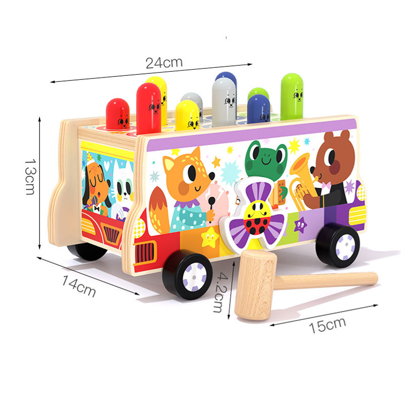 Wanhua Animal Car Wooden Hammer Whack A Mole Toys Montessori Educational Learning Toys
