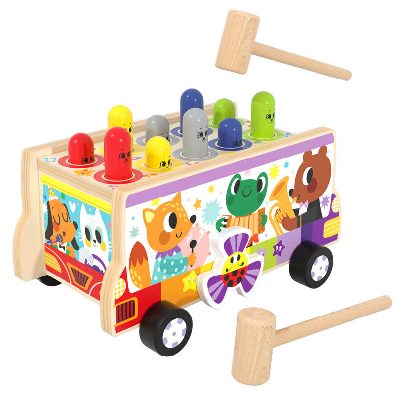 Wanhua Animal Car Wooden Hammer Whack A Mole Toys Montessori Educational Learning Toys