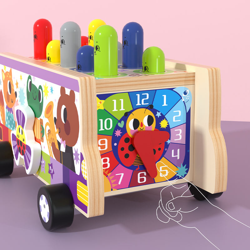 Wanhua Animal Car Wooden Hammer Whack A Mole Toys Montessori Educational Learning Toys