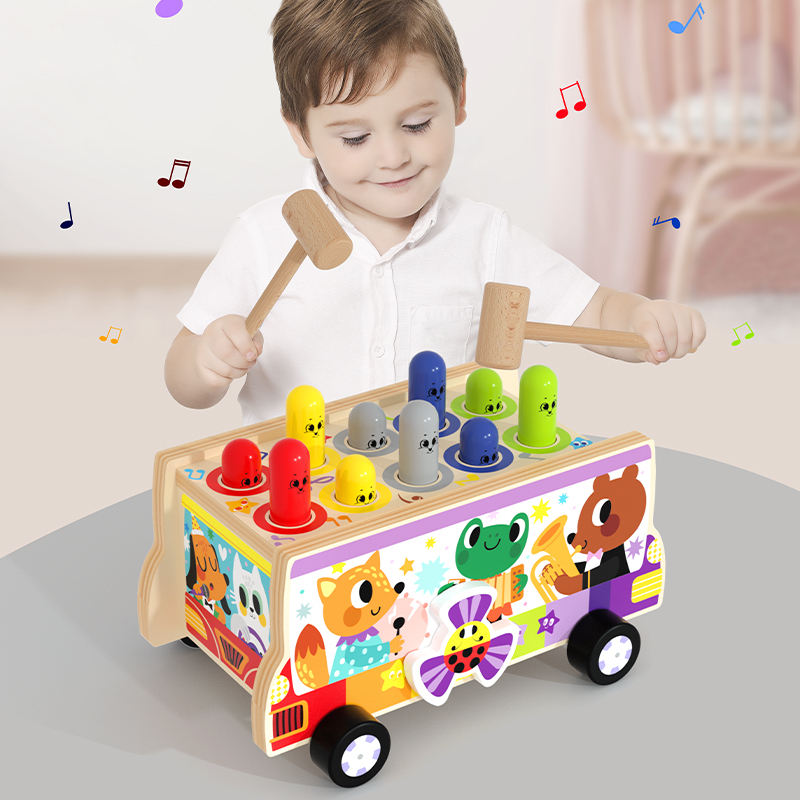 Wanhua Animal Car Wooden Hammer Whack A Mole Toys Montessori Educational Learning Toys