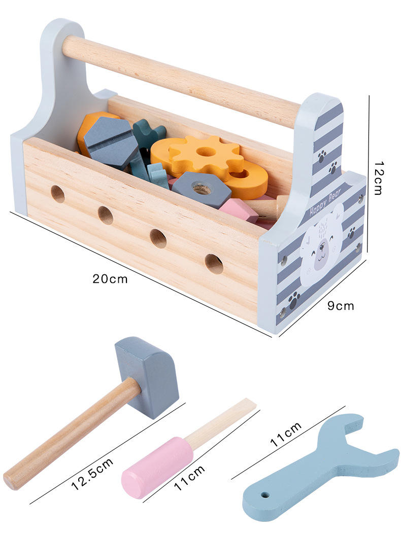 Wooden Toolbox Kit Montessori Toys Potable Hands-on Training Wooden Toy For Kids And Accessory Set Fix It Kid's Wooden Toy
