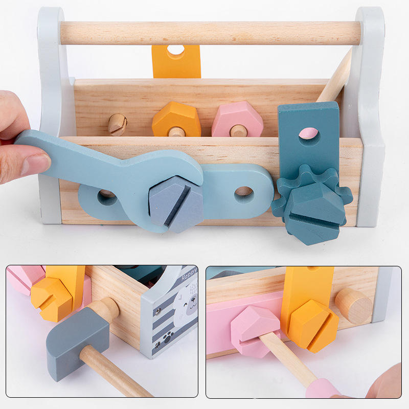 Wooden Toolbox Kit Montessori Toys Potable Hands-on Training Wooden Toy For Kids And Accessory Set Fix It Kid's Wooden Toy