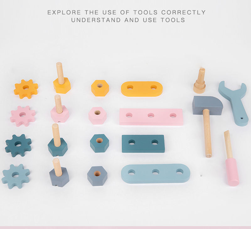Wooden Toolbox Kit Montessori Toys Potable Hands-on Training Wooden Toy For Kids And Accessory Set Fix It Kid's Wooden Toy