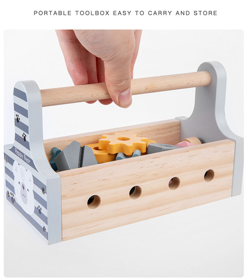 Wooden Toolbox Kit Montessori Toys Potable Hands-on Training Wooden Toy For Kids And Accessory Set Fix It Kid's Wooden Toy