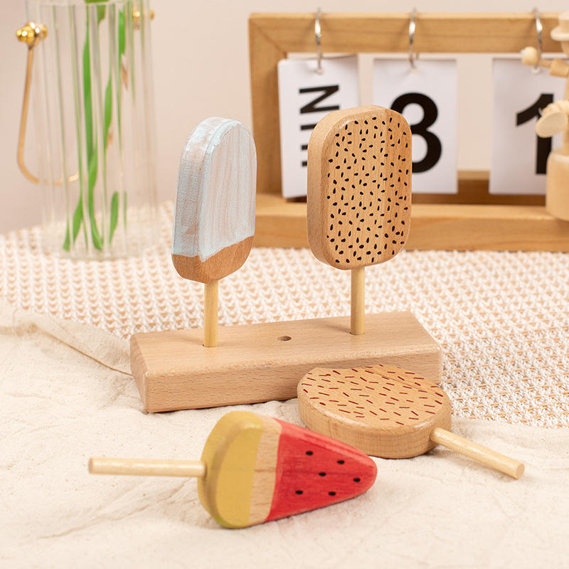 WANHUA high quality non toxic kids hand made montessori popsicle wood toy set for children