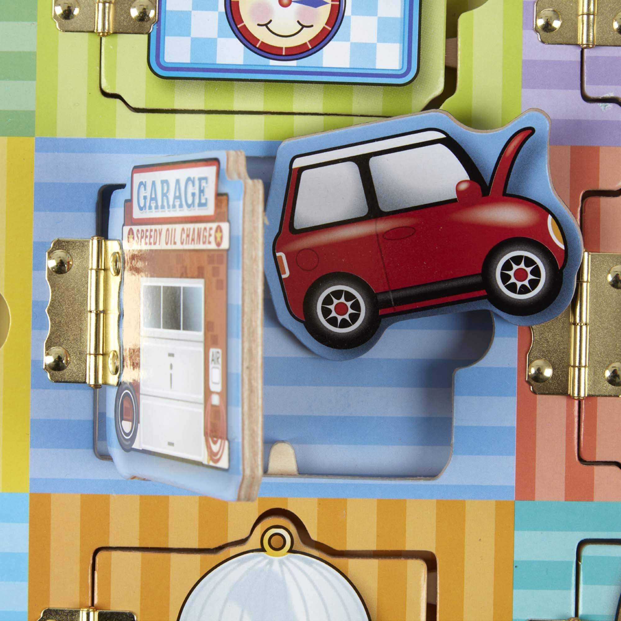 WANHUA Wooden Activity Board With Wooden Magnets - Wooden Busy Board, Hide And Seek Puzzles, Wooden Magnet Puzzles For Toddlers