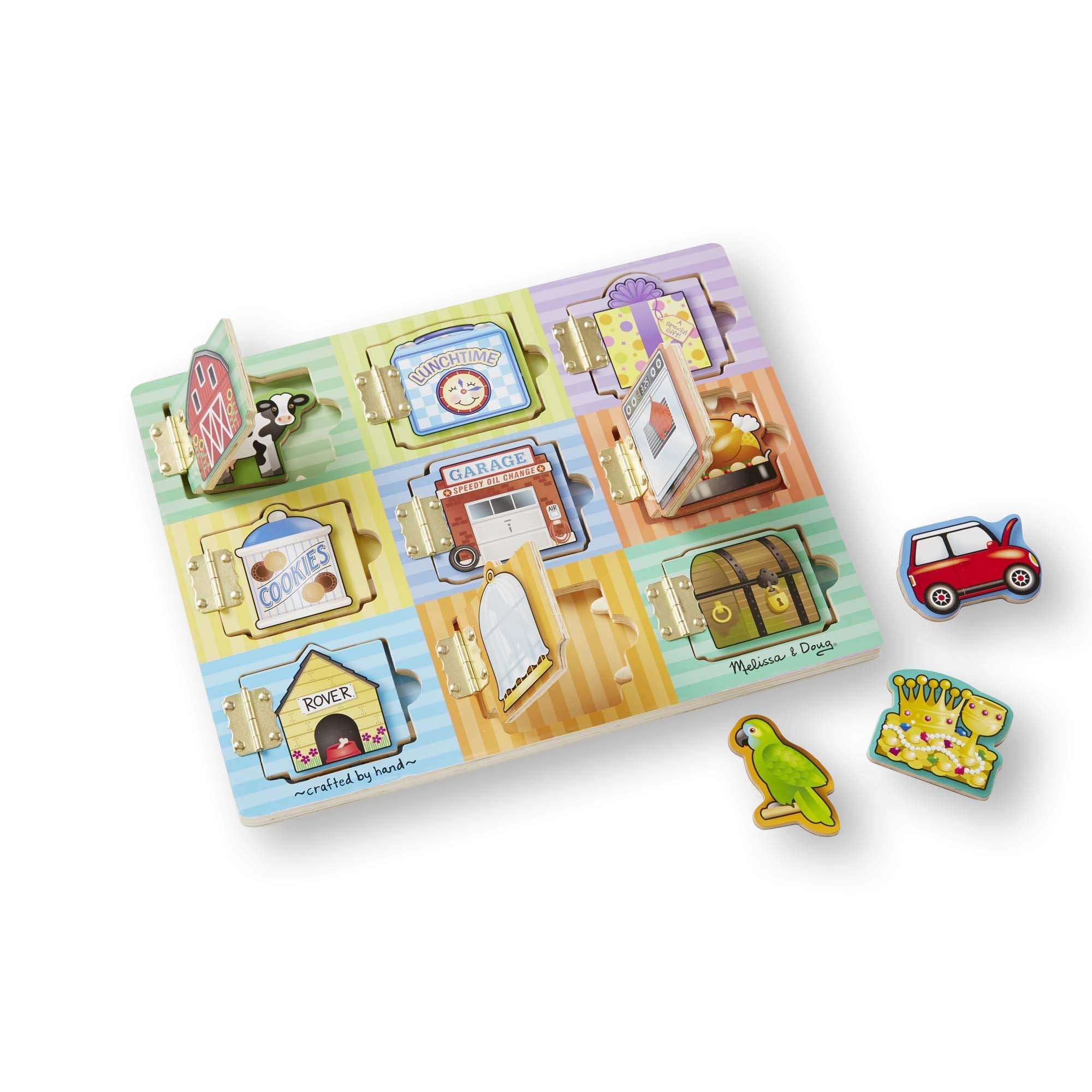 WANHUA Wooden Activity Board With Wooden Magnets - Wooden Busy Board, Hide And Seek Puzzles, Wooden Magnet Puzzles For Toddlers