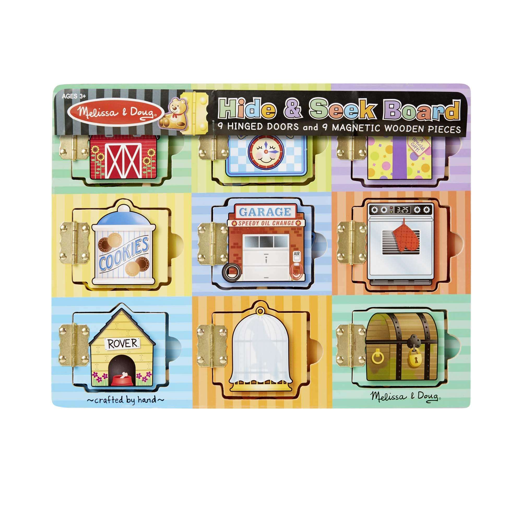 WANHUA Wooden Activity Board With Wooden Magnets - Wooden Busy Board, Hide And Seek Puzzles, Wooden Magnet Puzzles For Toddlers