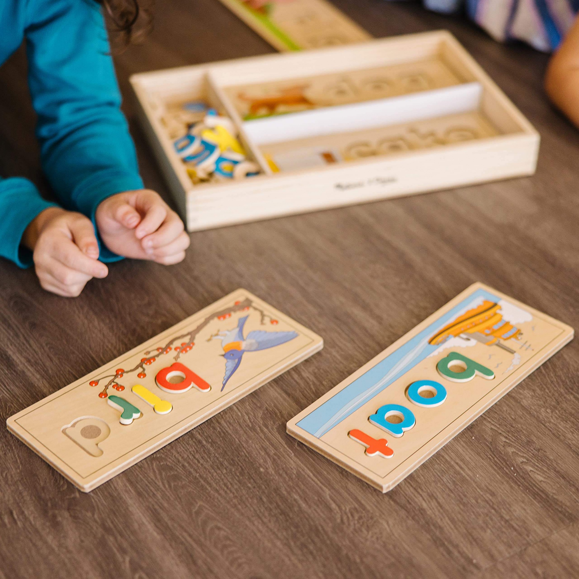 WANHUA Educational Toy With 8 Double-Sided Spelling Boards and 64 Letters - Preschool Learning Activities See & Spell Learning