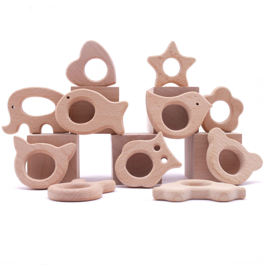 WANHUA Animal Elephant Shape teething Non-Toxic Natural wooden toy for babies 0-6 months