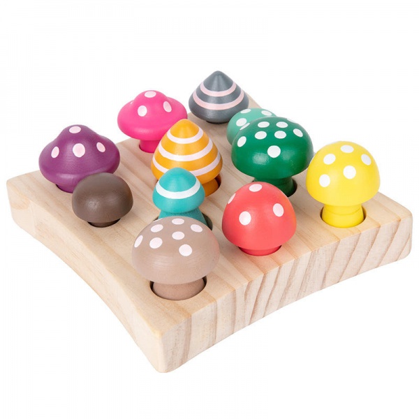 WANHUA Colorful Mushroom Kids Montessori Wooden Toy for kids