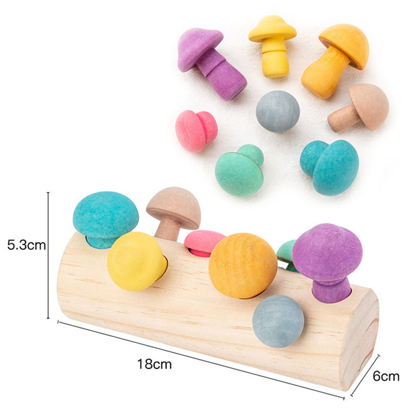 WANHUA Colorful Mushroom Kids Montessori Wooden Toy for kids