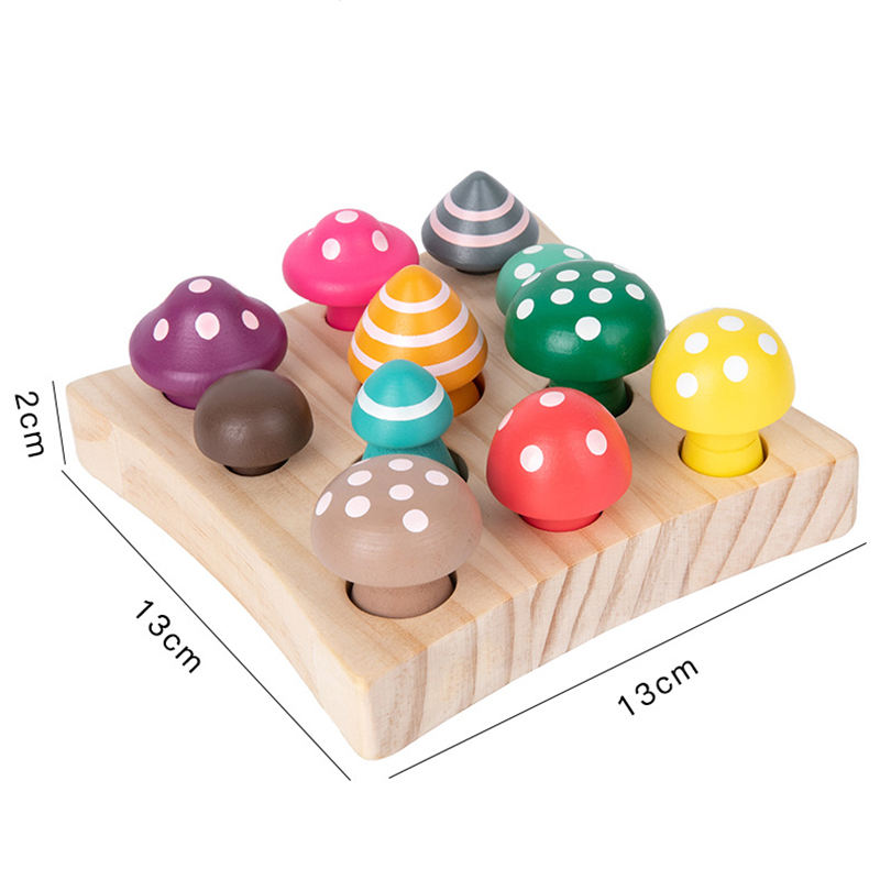 WANHUA Colorful Mushroom Kids Montessori Wooden Toy for kids