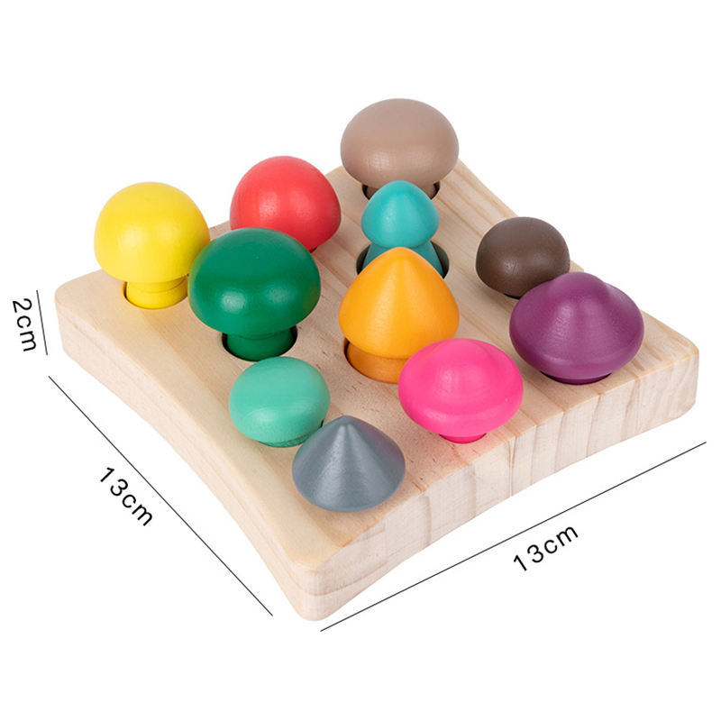WANHUA Colorful Mushroom Kids Montessori Wooden Toy for kids