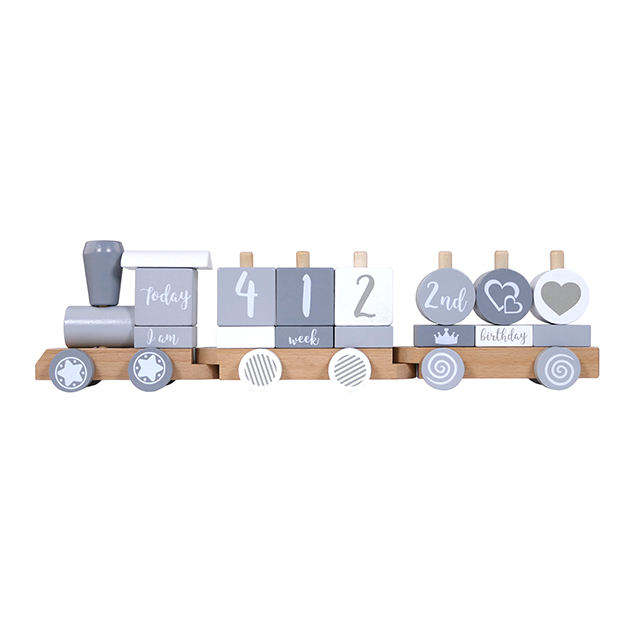 WANHUA montessori wood train set Stacking Train 4 Color Classic Wooden Toddler Toy for kids