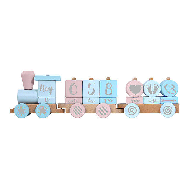 WANHUA montessori wood train set Stacking Train 4 Color Classic Wooden Toddler Toy for kids