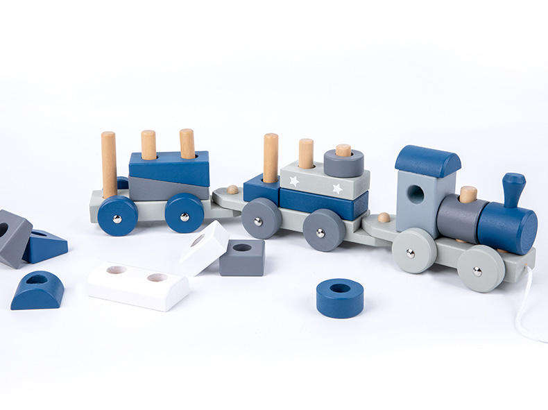 WANHUA montessori wood train set Wood Blocks Puzzle Preschool Educational Toys for Kids Boys Girls Baby