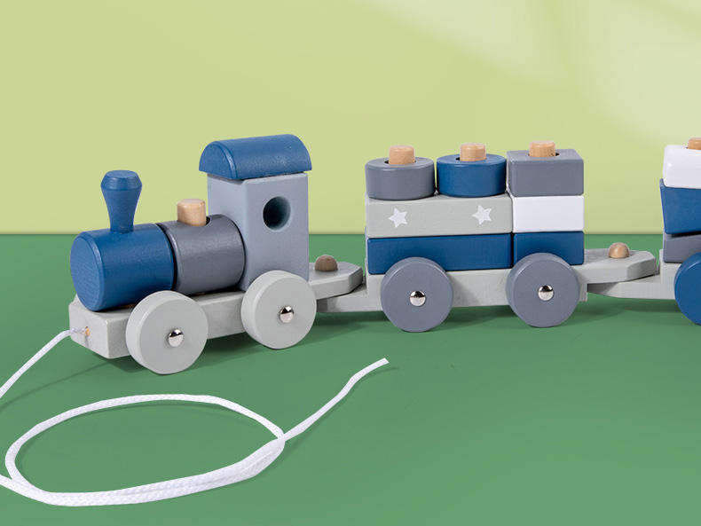 WANHUA montessori wood train set Wood Blocks Puzzle Preschool Educational Toys for Kids Boys Girls Baby