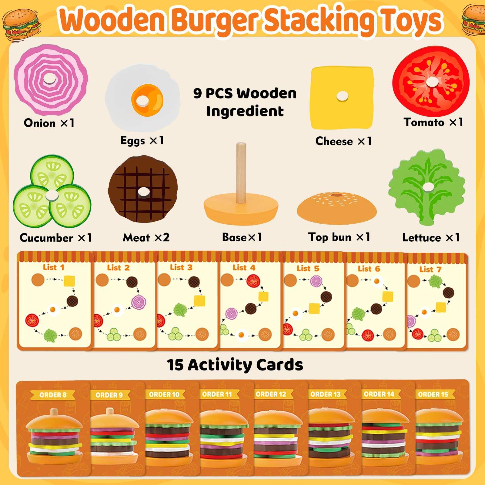 WANHUA wooden stacking toys toddler balancing montessori toys wood stone stacking toy for baby