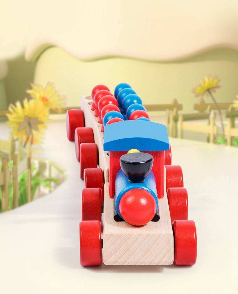 WANHUA montessori wood train set Shape Drag Train Color Early Educational Toy for kids