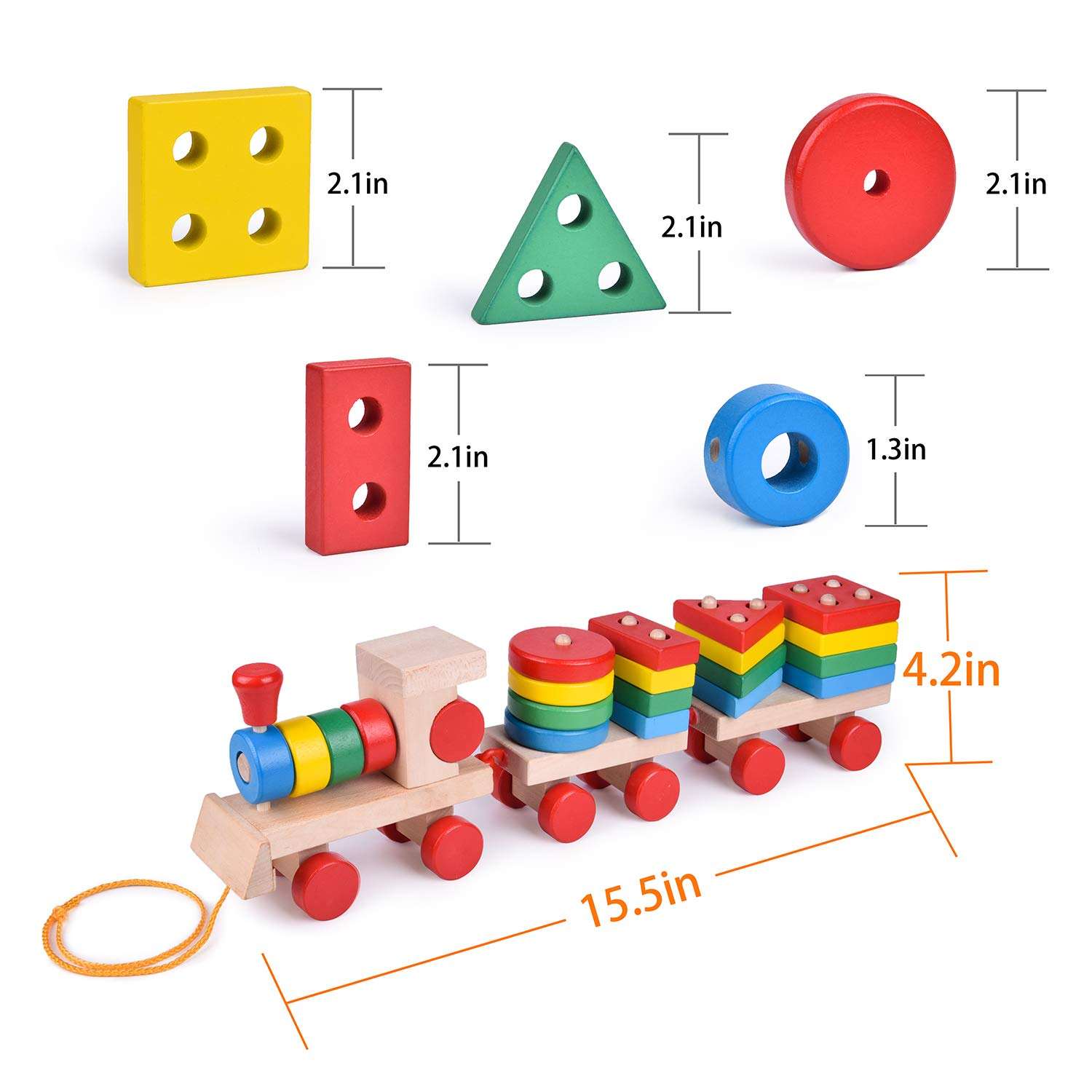 WANHUA wooden train christmas wooden train set toy 3d wooden puzzle train for kids