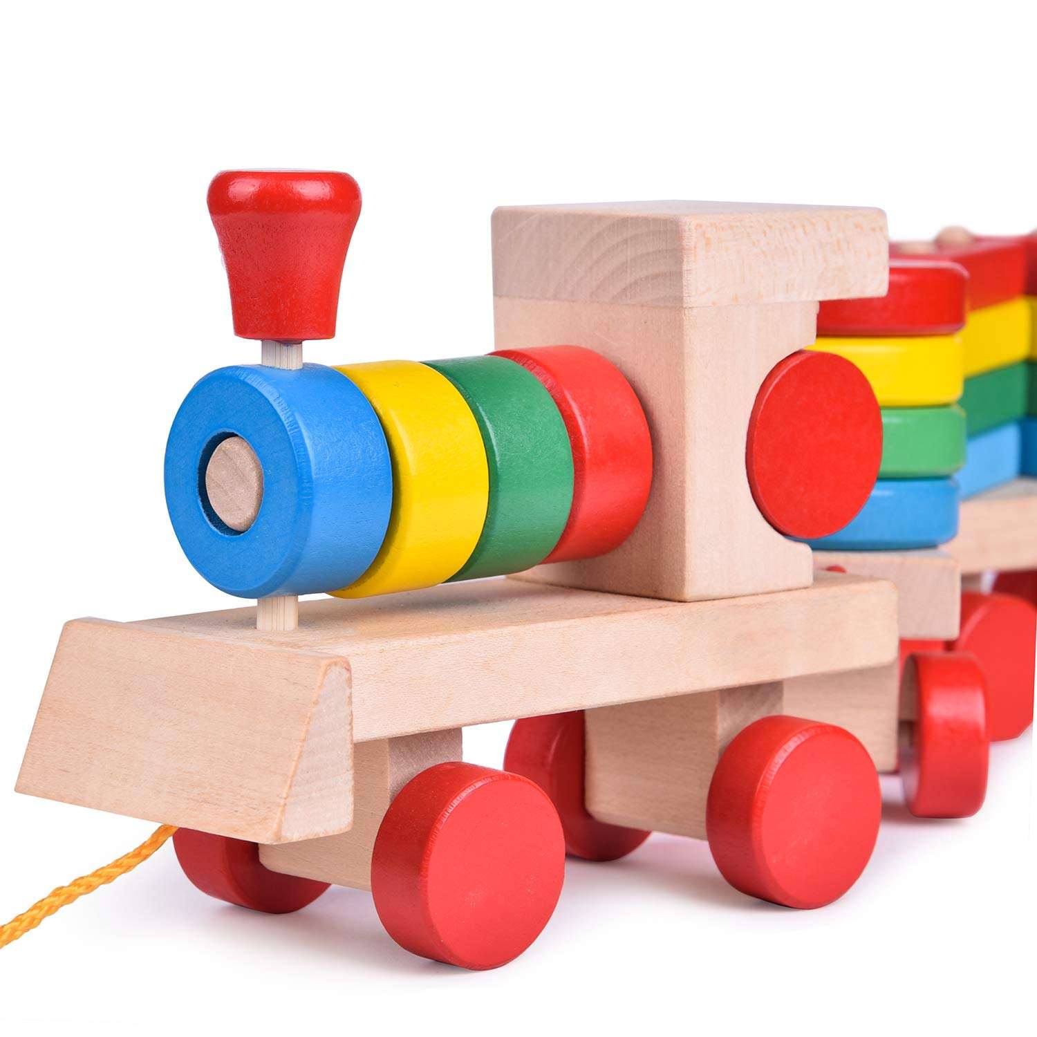 WANHUA wooden train christmas wooden train set toy 3d wooden puzzle train for kids
