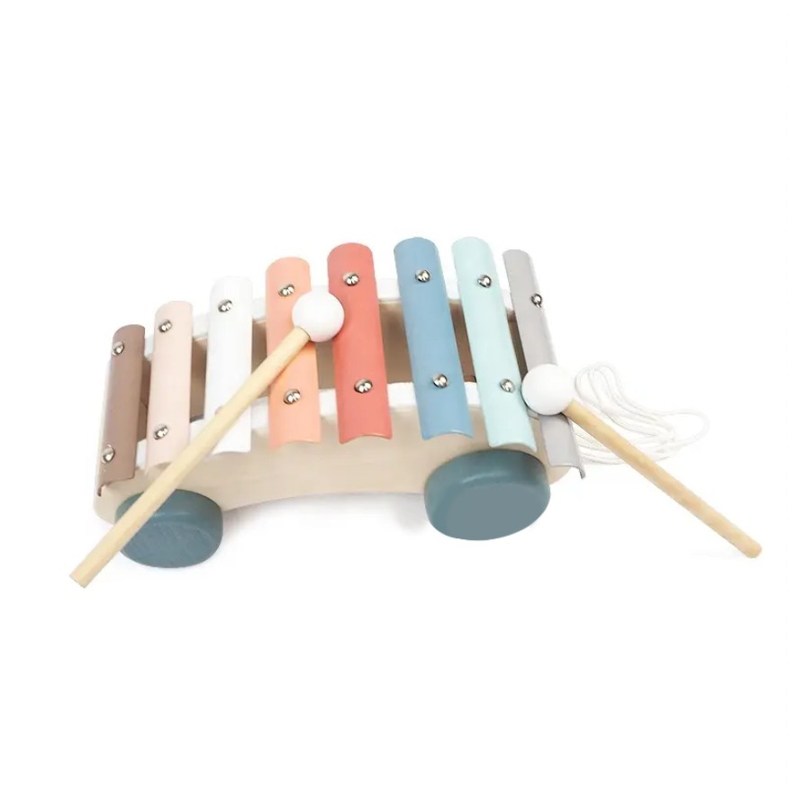 Personalised Musical Pull Along Toy instrument educational toys oem wooden xylophone