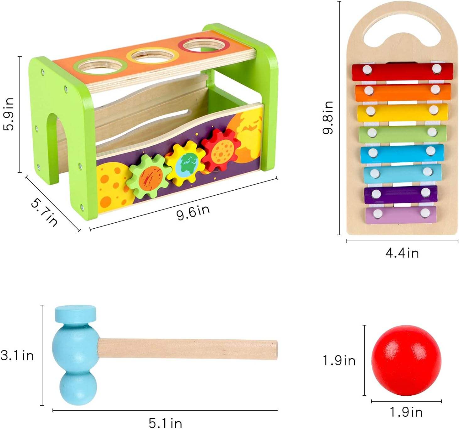 Hammer Wooden Ball Pounding Toy Marble Run and tap xylophone baby toys musical instrument