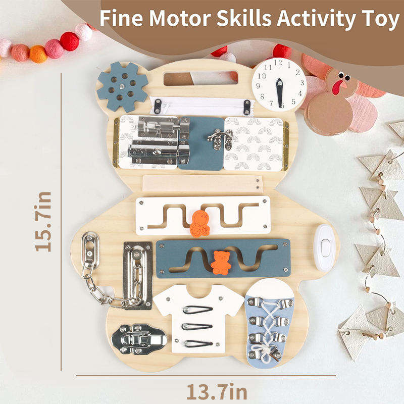 WANHUA montessori wood bear busy board children's busy board for kids