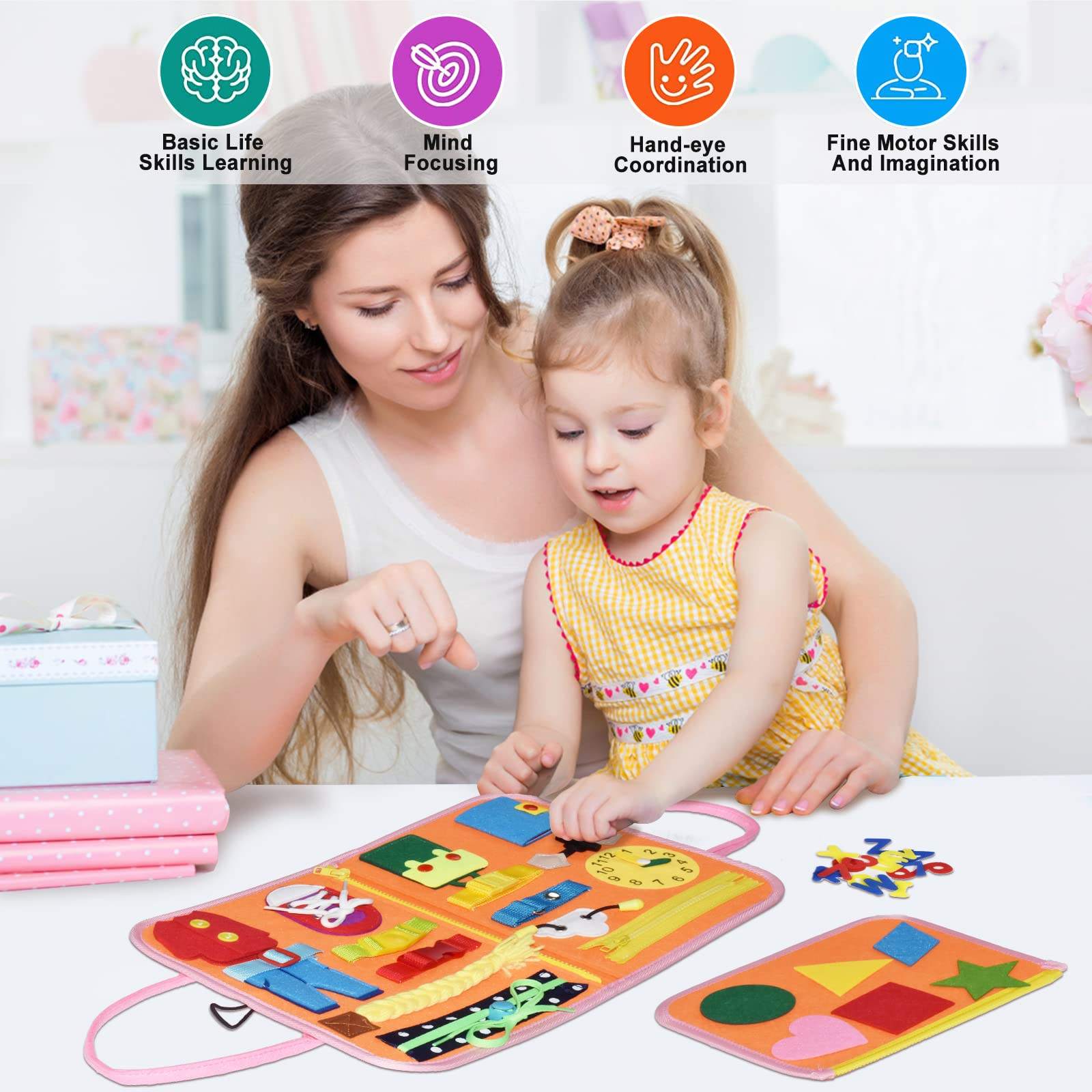 WANHUA montessori educational toys felt busy board busy board backpack alphabet busy board
